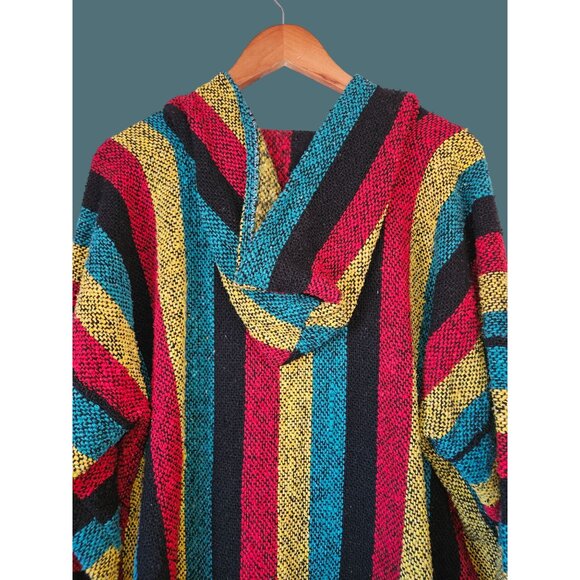 Vel Mex Mexican Baja Blanket Hoodie Poncho Stoner Hippie Surfer Sweater Men XXL - Picture 4 of 8